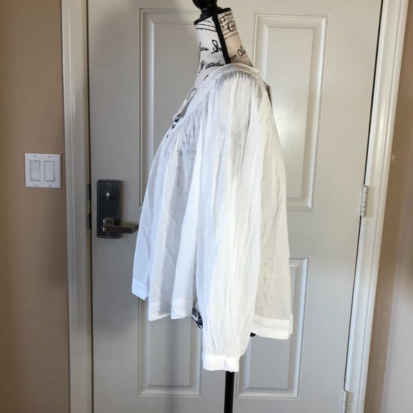 NWOT Free People Cool Meadow Cotton Peasant Blouse - Picture 4 of 5